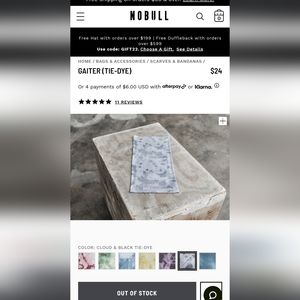 NoBull Cloud & Black Tie Dye Gaiter NWOT
